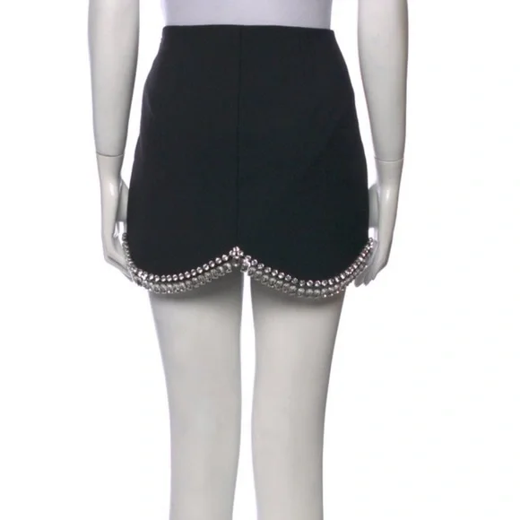 AREA Scallop Mini Skirt with Crystal Embellishments Size US 4 - Picture 3 of 7